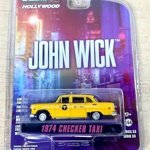Greenlight 1974 Checker Taxi John Wick 1/64 Die Cast Vehicle Cab